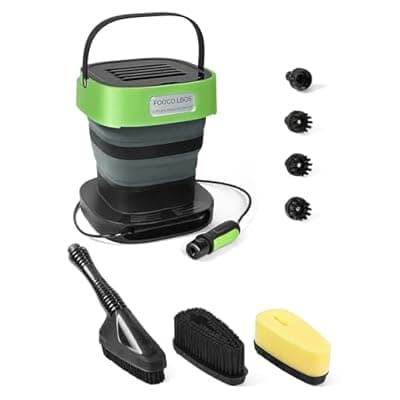 [FOOCO] Cordless Portable Water Sprayer with 3.2 Gal Water Tank, Auto-Retract & Any-Length Lock Hose Reel, for Beach Shower, HVAC Coil Cleaning, Pet Care & Camping Shower- 72 PSI