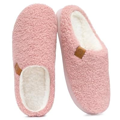 [Evshine] Evshine Memory Foam Fuzzy Slippers for Women Curly Fleece House Shoes Cozy Warm Indoor Slip on
