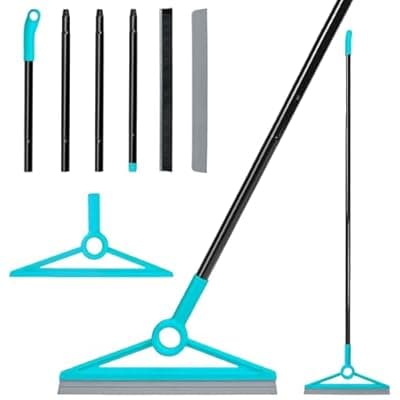 [MAVRIZ] MAVRIZ Air Broom for Dust, Hair, Liquids, Silicone Broom with Removable Rubber Strip and Brooms Bristle, Multifunctional Floor Squeegee for Indoor Cleaning