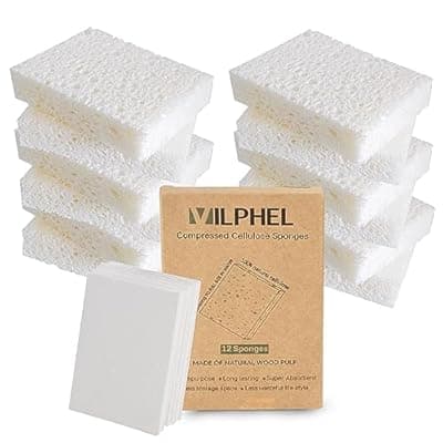 [Vilphel] Vilphel 12 Pack Dishwashing Sponges Natural Cellulose Sponges Plant Based Resilient and Reusable Soft Dish Sponges for Washing Dishes DIY Craft Sponge for Fun