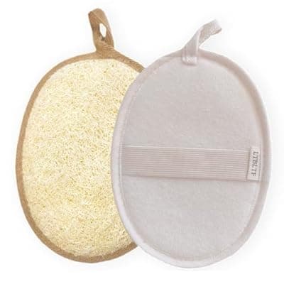 Natural Loofah Sponge-Egyptian Body Scrubber,Dual-Color(White & Brown) for Couples,His &Hers Shower Loofahs,Valentine's Day Bath Gift for Women &Men,Eco-Friendly & Reusable,Large 7.1”x5.1”(1pack 2pcs)