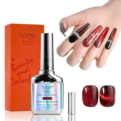 [SAGEBIO] SAGEBIO Cat Eye Gel Nail Polish, 15ml Magnetic Gel, High-Gloss 3D Effect with Magnet Stick, Long-Lasting, Easy Application for DIY Manicures, 06
