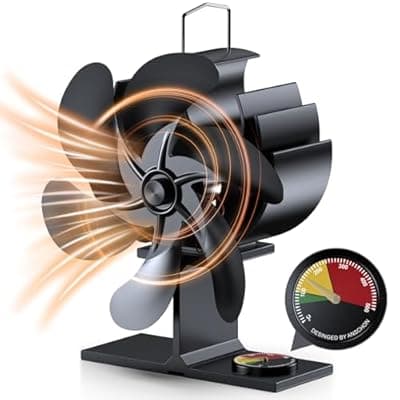 [ZDAXOAH] ZDAXOAH Wood Stove Fan, 6 Blades Heat Powered Fireplace Fan with Temperature Reminder, Silent Stove Top Fans, Non-Electric Fan for Wood Burning Pellet/Log Burner/Fireplace