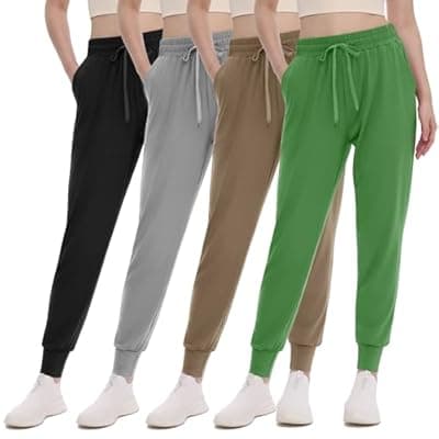 [GAYHAY] GAYHAY 4 Pack Joggers for Women - Drawstring Jogger Sweatpants Women Athletic Sweat Pants with Pockets for Workout Yoga Gym