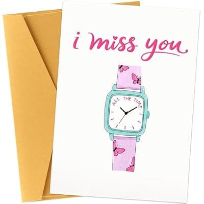 [Ethanberg] Ethanberg Fun Greeting Card, I Miss You All The Time Cute Clock Card For Family Lover Friends, Love Cards, Creative Birthday Cards