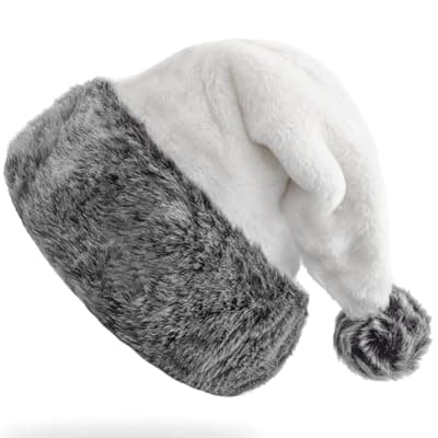 [MROMT] MROMT Santa Hat Adult Plush Xmas Fluffy Christmas Hat for Men Women Adults