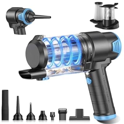 [KMM] KMM Handheld Car Vacuum Cleaner, 16000PA Air Duster & Vacuum Cleaner, 120W High Power Hand Held Vacuum Cordless, Portable Vacuum Rechargeable with Multi-Nozzles & LED Light for Car, Home, Pet, Office