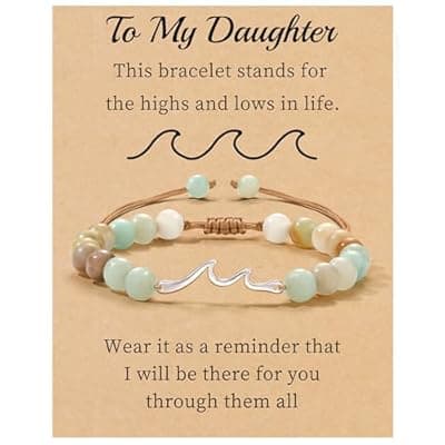 [Sistble] Sistble Mothers Day Gifts for Women, Wave Bracelet Inspirational Gifts Natural Stone Beaded Bracelets Life Is Tough Cheer Up Spiritual Thoughtful Get Weel Gift Birthday Summer Beach Jewelry