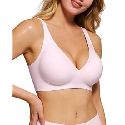 [As Fairy] As Fairy 2026 Deep V Wireless Push Up Bras for Women Soft Support Bra with Lift Comfortable T-Shirt Bra for Daily Wear
