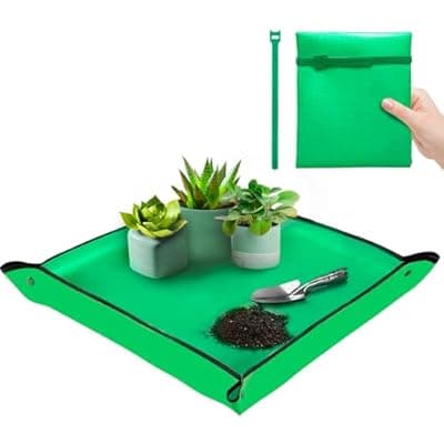 [vuicci] vuicci Plant Repotting Mat 26.8" X 26.8",Square Succulent Gardening Mat Waterproof Transplanting Mat Thickened Foldable Soil Change Mat and Potting Soil Mess Control Tidy Tray Repotting Mat