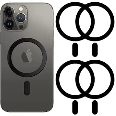 [Python Trend One] Python Trend One Metal Ring Compatible with MagSafe Sticker Designed for iPhone 12~17, Circle Magnetic Magnet Adapter Rings for Phone Case (Black)