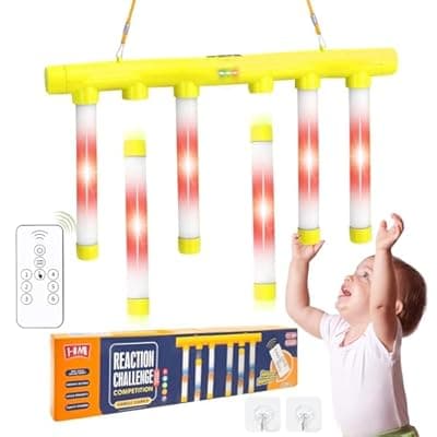 [OCES] OCES Reflex Stick Game, Reflex Light-Up Sticks Reaction Training Hand Speed Challenge Game, Upgrade Hand Eye Coordination Training Toy Remote Control 3 Adjustable Speed (Light-Up Yellow)