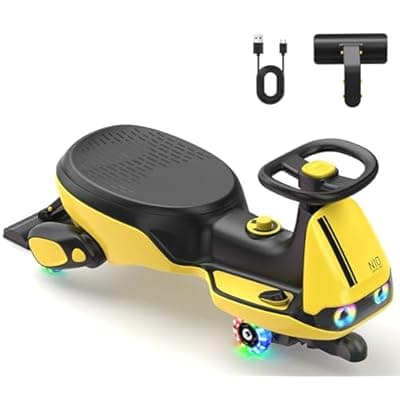 [FanttikRide] FanttikRide N10 Classic Electric Wiggle Car with Pedal, Type-C Rechargeable Battery, One-Click Detachable Mop, GlideWiz, Anti-Rollover, Flashing Wheels, Bluetooth, for Ages 3 and Up, 150 Lbs, Yellow