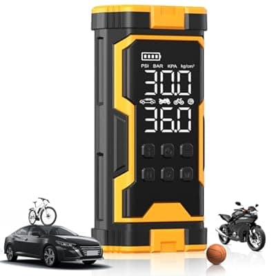 [Pumptiva] Pumptiva Tire Inflator Portable Air Compressor, 150PSI Cordless Air Pump with Smart Auto Stop & LED Light, 3X Fast Inflation Portable Tire Inflator for Car, Bike, Motorcycle, Balls & Outdoor Use