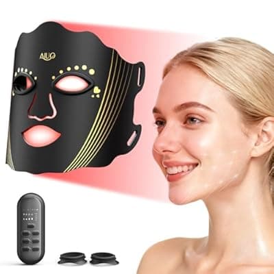 [AIUO] AIUO Red Light Therapy for Face, LED Face Mask Light Therapy, Rechargeable Red Light Therapy Mask for Face with Comfortable Light-Blocking Eye Protection & Timing Function At Home, Jet Black