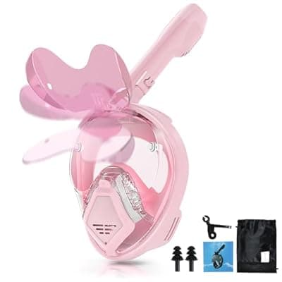 [Xyuee] Xyuee Devilfish Full Face Snorkel Mask Adults, Dry Top System Snorkeling Set with Foldable Sunglasses, 180 Degree Panoramic View Snorkel Gear, Scuba Diving Masks Anti-Leak & Anti-Fog