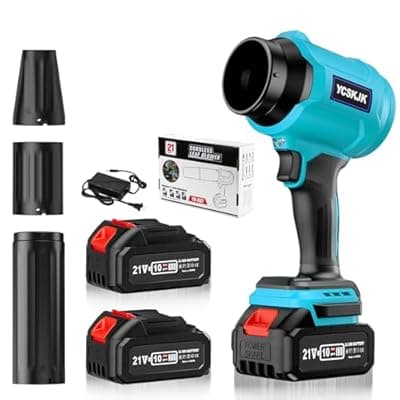 [YCSKJK] Cordless Leaf Blower, Leaf Blower Cordless with Battery and Charger, Portable Lightweight Handheld Blower, Extended Nozzle, Turbo Jet Blower for Lawn Care, Patio Cleaning, Leaves, Dust (Blue)