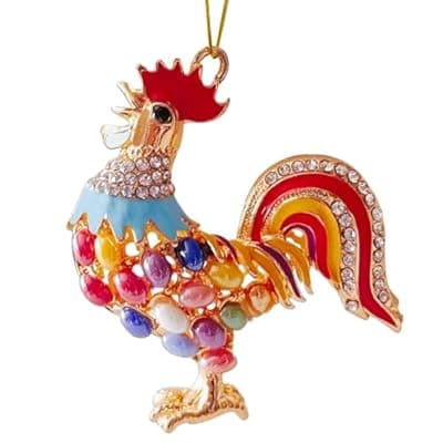 [JZILU] Chicken Christmas Ornaments 2025, Chicken Ornaments for Christmas Tree, Rooster Ornament with Rhinestones, Chicken Decorations,Gifts for Chicken Lovers