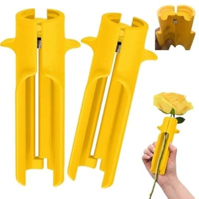 [Generic] 2Pcs Rose Thorn Stripper Tool, Flower Stem Cutter & Leaf Remover – Professional Gardening Tool for Florists, DIY Bouquets, Home, Wedding, Floral Arrangements (Yellow)