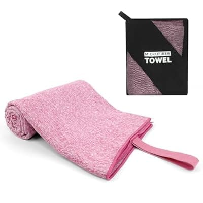 [NUOYEE] NUOYEE Microfiber Hot Yoga Mat Towel Women Fast Drying Lightweight Camping Hiking Travel Beach Swimming Pool Body Towel(Light Pink, 1 Pack L(30X60 Inch)