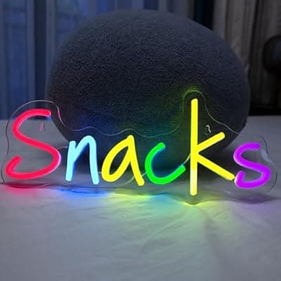 [KATMBFUE] Snacks Neon Sign, Snack Bar Sign for Art Wall Decor, Light Up Cake Shop Coffee Bars Backdrop, Dimmable USB Powered Colorful Neon Light Sign 14.17 x 5.9"