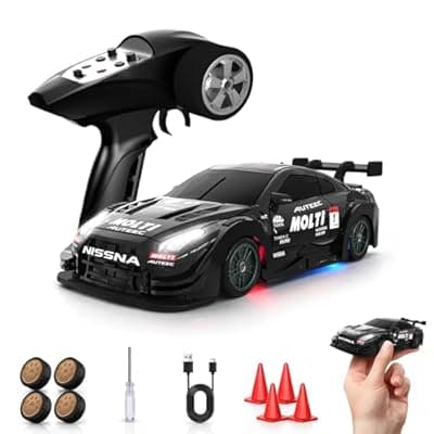 [EversaleT] EversaleT 1/43 Mini RC Drift Car with Gyro, 2.4GHz Full Proportional RC Car, 20KM/H Professional High Speed Remote Control Car with Lights, Desktop Drift Car Racing Toy Gifts to Adults Kids Boys