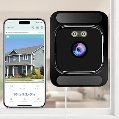 [AXB] AXB Window Camera for Home Security: 2.4GHz&5GHz WiFi 4K Indoor Camera with Color Night Vision - Smart Motion Detection 24/7 Recording - Easy&Quick Install Includes 2 Multi-Angle Window Mounts