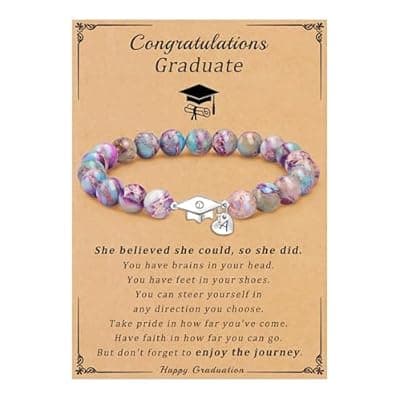 [Sistble] Sistble 2025 Graduation Gifts Class of 2025 Gifts A-Z Initial Graduation Bracelets for Her College High School 8th 6th 5th Grade Graduation Gifts Graduation Cap Decorations Inspirational Jewelry