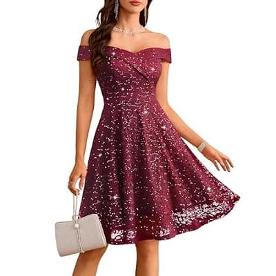 [HomRain] HomRain Cocktail Dresses for Women Sequin Lace Short Sparkly Semi Formal Elegant Homecoming Wedding Guest Party Prom Teens