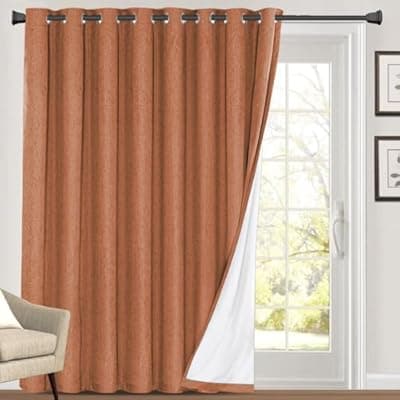 [PrinceDeco] PrinceDeco Blackout Curtains for Sliding Glass Doors 100% Blackout Room Divider Sound Proof Curtain for Bedroom Thermal Curtains Extra Wide Drapes for Living Room,100 X 108 Curtains,Orange