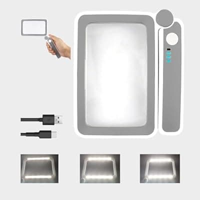 [YUYJME] Magnifying Glass with Light, Rechargeable Page Magnifier with 3 Light Modes Magnifying Glass for Reading Folding Handheld Lens with Clean Cloth Items for Grandma Grandpa Seniors Book Lovers