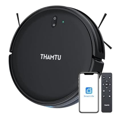 [Thamtu] Thamtu Robot Vacuum with Smart Navigation, Vacuum and Mop 2-in-1 Powerful Suction Pet Vacuum with APP/Voice Control Good for Pet Hair, Hard Floor, Compatible with Alexa