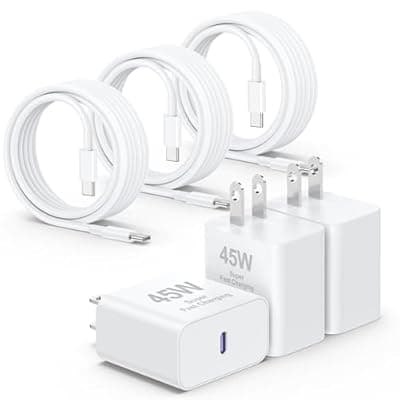 [Hcoob] 45W iPhone 17 Air 16 15 Pro Max Charger Fast Charging 6FT/10 FT/10FT,Super Fast USB C Charger Block with Extra Long Type C Charger Cable,PD Quick Adapter 3.0 for iPhone 17 16 15/17 16e 15Pro/16 Plus