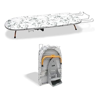 [AKTIOIN] AKTIOIN Tabletop Ironing Board Folding with Iron Holder and Iron Rest, Portable Space Saving Small Metal Ironing Board