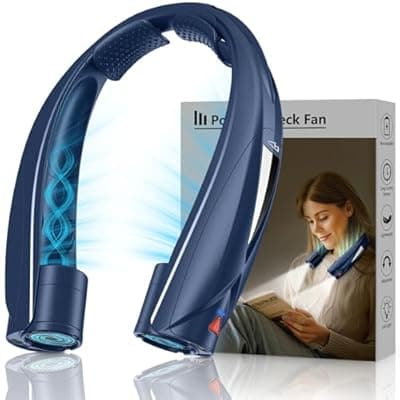 [Laimiod] Laimiod Portable Neck Fan - with LED Book Light, 6-20 Hrs Long Battery, 6-Speed Adjustable, USB-C Rechargeable, Ultra Quiet, Hands-Free Personal Cooling for Men Women Outdoor Indoor