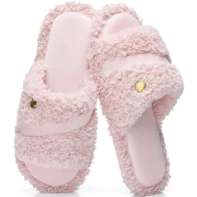 [GOEWY] GOEWY Open Toe Womens Slippers Indoor Outdoor Comfy Memory Foam Slip On House Bedroom Slides Shoes Gifts for Women Her Mom