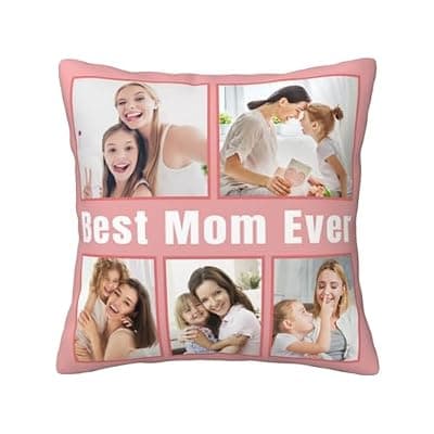 [YPXINQE] YPXINQE Best Mom Ever Custom Pillows with Picture Personalized Photo Collage Throw Pillow Cover Case with Photos Pictures Kids Family Couple Valentines Day Anniversary Birthday Gifts