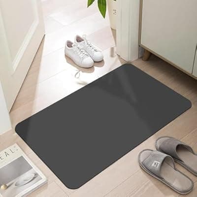 [LYGLIGH] LYGLIGH Ultra Thin Door Mat Indoor Entrance, 1/10 in Thin Door Mats for Inside Entry, Non-Slip Rubber Backing Washable Doormat, Fade Resistant, Absorbent, Low Profile Dirt Trapper, 47"X24",Grey