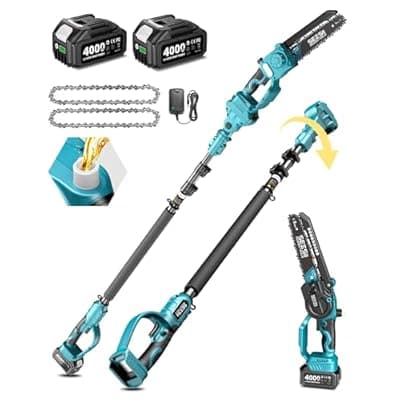 [Seesii] SEESII 2 in 1 Cordless 8 inch Pole Saw & Mini Chainsaw with 2 Battery, Power Electric Polesaw for Tree Trimming, Chain Saw with Extension Pole, Limb Branch Cutter Pruner P8 Ace