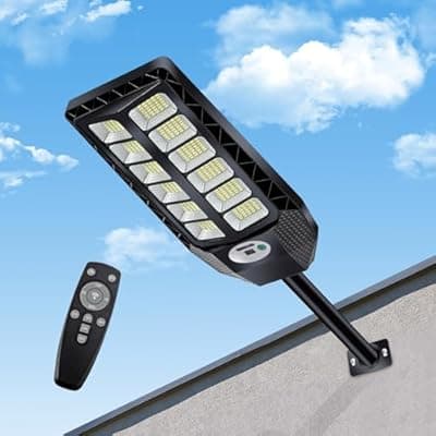 [Kwinmyso] Kwinmyso 5000W Solar Lights Outdoor,IP66 Waterproof,Solar Powered Motion Sensor Street Light,6500K Dusk to Dawn 20000 Lumens LED Security Flood Light with Remote for Yard, Garden,Patio,Garage-1 Pack
