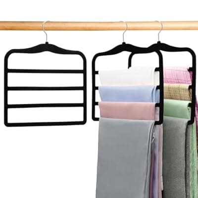 [CLODSPAC] Closet Organizers and Storage,2 Pack Pants Hangers Space Saving,Velvet Hangers, Dorm Room Essentials for College Students Girls Boys Guys,Non Slip Organization and Storage Scarf Jeans Hangers