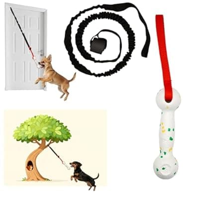 [GDuolaPaws] GDuolaPaws Hanging Dog Bungee Tug Toy for Puppy Small Dogs Chase, Indoor Spring Pole Over Door, Outdoor Tree Tether Tug, Interactive Pull Rope Toy for Self Play Exercise & Training