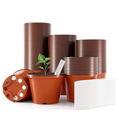 [Bluckincle] Bluckincle 100 Pcs Plant Nursery Pots, 4 Inch Small Plant Seedling Pots with Labels Plastic Plant Flower Pots with Drainage Holes Indoor Outdoor for Succulent Cutting Transplanting