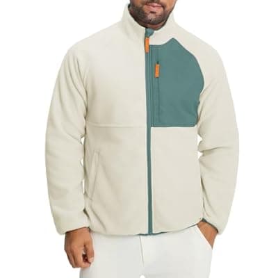 [M MAELREG] M MAELREG Men's Reversible Fleece Jacket with 5 Pockets Lightweight Zip Up Golf Jackets Winter Warm Casual Coat Windbreaker