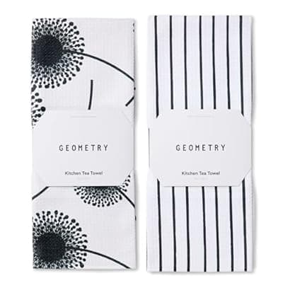 [GEOMETRY] GEOMETRY Kitchen Tea Towels - Quick Dry Microfiber Dish Towels for Kitchen Linen Breeze, 18" x 30" 2 Pack
