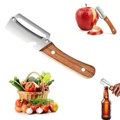 [SEMINISMAR] Wooden Peeler, 2-in-1 Multifunctional Vegetable Peeler, 1 x Vegetable Peeler with Bottle Opener, Durable Peeler for Potatoes, Fruit, Pumpkin, Carrots and Picnics