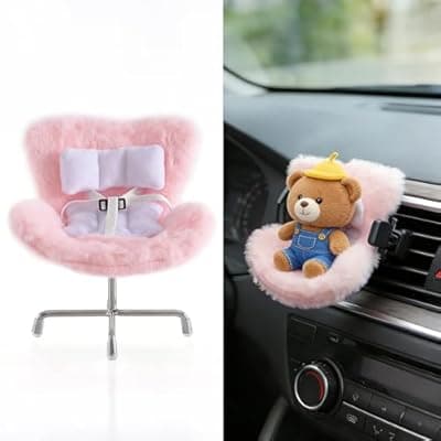 [Ezcora] Ezcora Accessories for 10-17cm Dolls, Doll Car Seat with Clip onto Car Air Vent, Includes Seat Leg for Desktop Display (Pink)