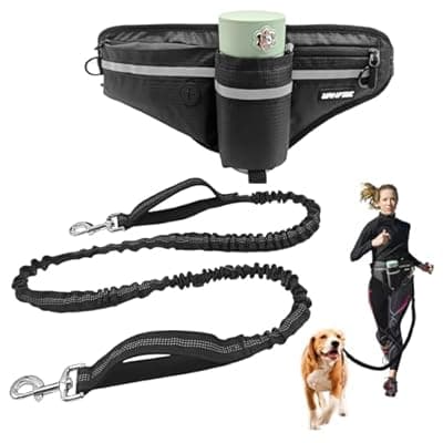 [WANFIRE] WANFIRE Hands Free Dog Leash with Dog Snack Waist Pack,1.4-2M Retractable Leash for Medium & Large Dogs, Waist Belt, Dual Handles, Reflective for City Walking & Running Outdoor Hiking &Travel etc.