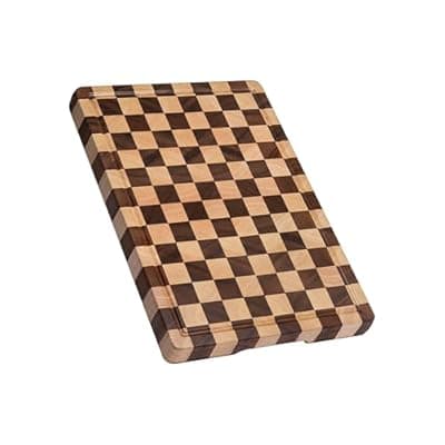 [thetchry] THETCHRY Cutting Boards for Kitchen, Checkered Cutting Board Upgraded, Acacia Wood Chopping Board with Juice Grooves & Handles, Large Butcher Block Serving Tray with Gift Box, 17"X12"X0.8"