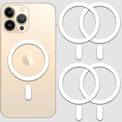 [Python Trend One] Python Trend One Metal Ring Compatible with MagSafe Sticker Designed for iPhone 12~17, Circle Magnetic Magnet Adapter Rings for Phone Case (White)